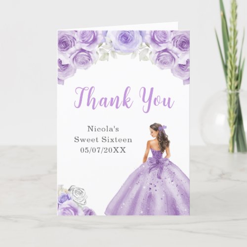 Princess in Dusty Purple Dress Sweet 16 Thank You