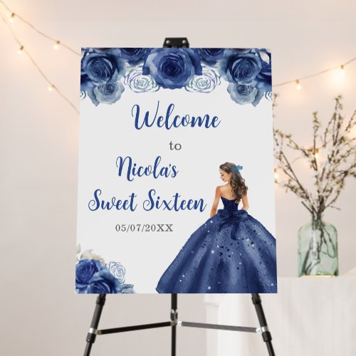 Princess in Navy Blue Dress Sweet Sixteen Welcome Foam Board