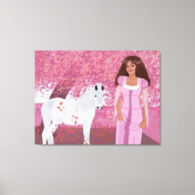 Princess in Pink Forest | Fairytale | Whimsical Canvas Print (Front)