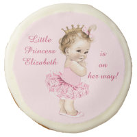 Princess in Pink Tutu Personalized Baby Shower Sugar Cookie