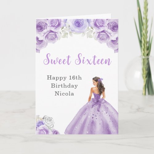Princess in Purple Dress Sweet Sixteen Birthday Card