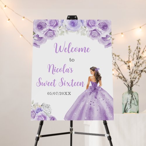 Princess in Purple Dress Sweet Sixteen Welcome Foam Board