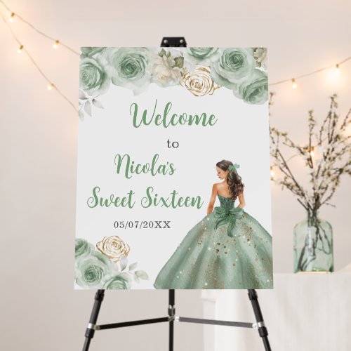 Princess in Sage Green Dress Sweet Sixteen Welcome Foam Board