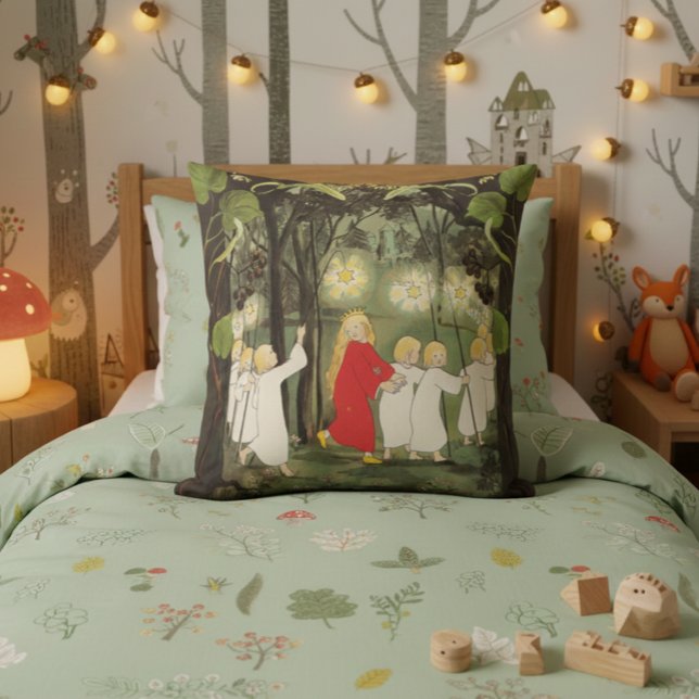 Princess in the Forest Sibylle Von Olfers Throw Pillow (Creator Uploaded)