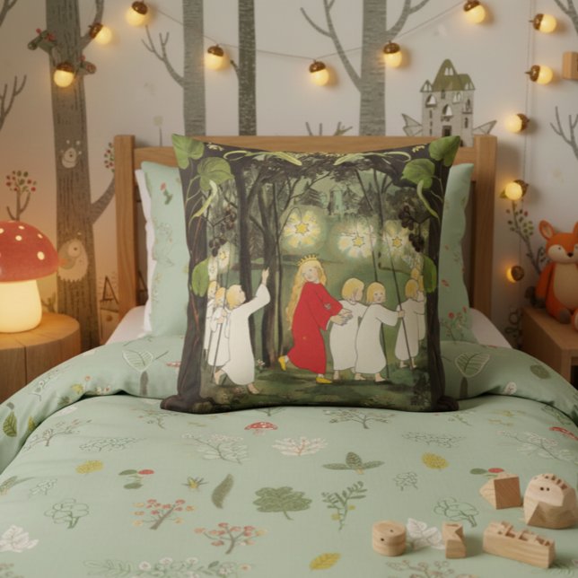 Princess in the Forest Sibylle Von Olfers Throw Pillow (Creator Uploaded)