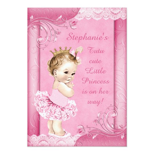 Princess in Tutu Faux Lace Baby Shower Invitation | Zazzle.com