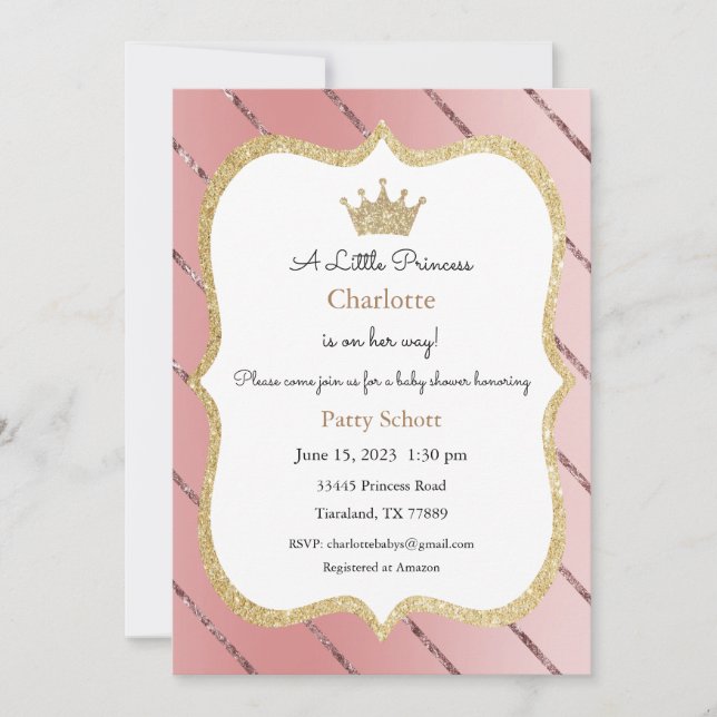 Princess Invitation, Baby Shower Invitation (Front)