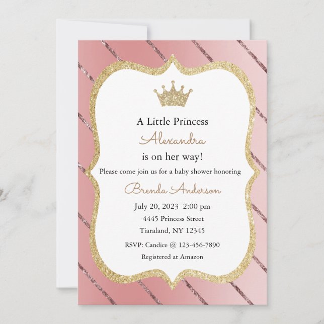 Princess Invitation, Girl Baby Shower Invitation (Front)
