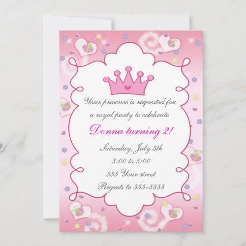 Princess Invitation Girl Birthday Party Butterfly