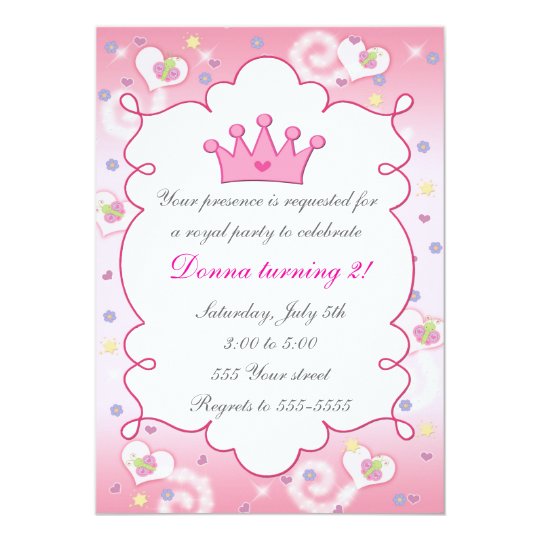 Princess Invitation Girl Birthday Party Butterfly