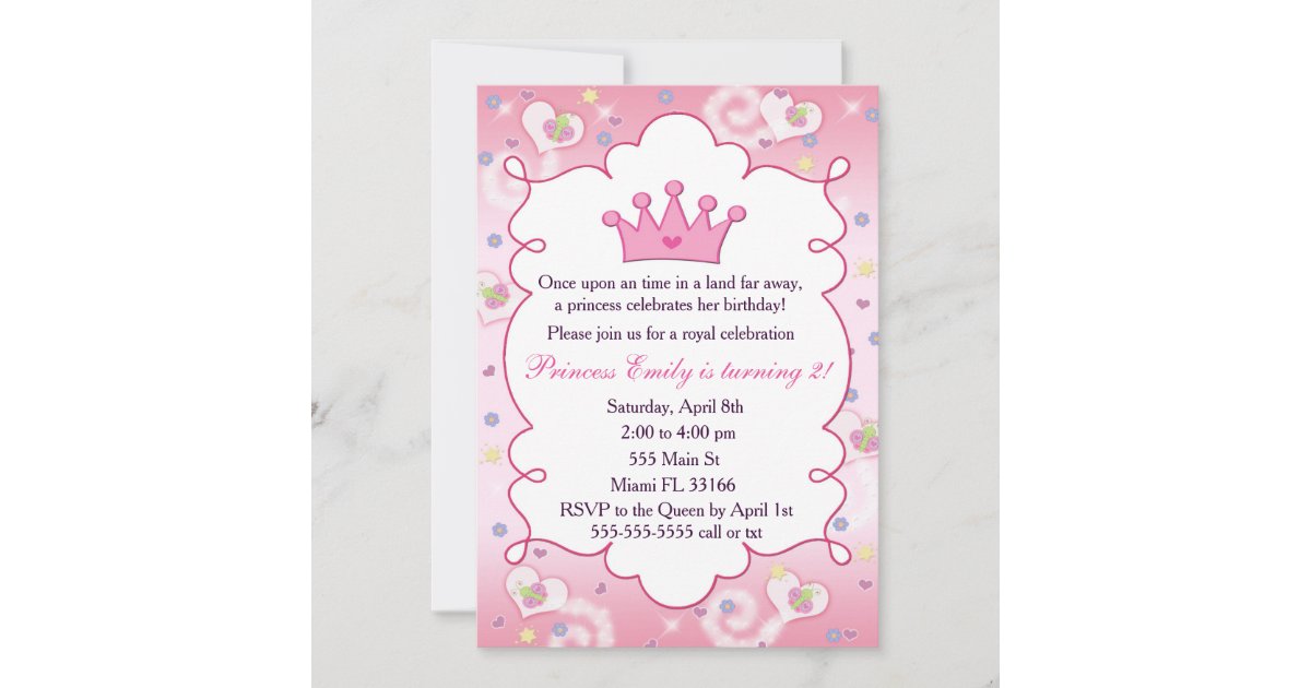 FLORAL PRINCESS TIARA pink DIGITAL PRINTABLE BIRTHDAY PARTY INVITATION