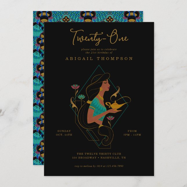 Princess Jasmine | 21st Birthday Invitation (Front/Back)