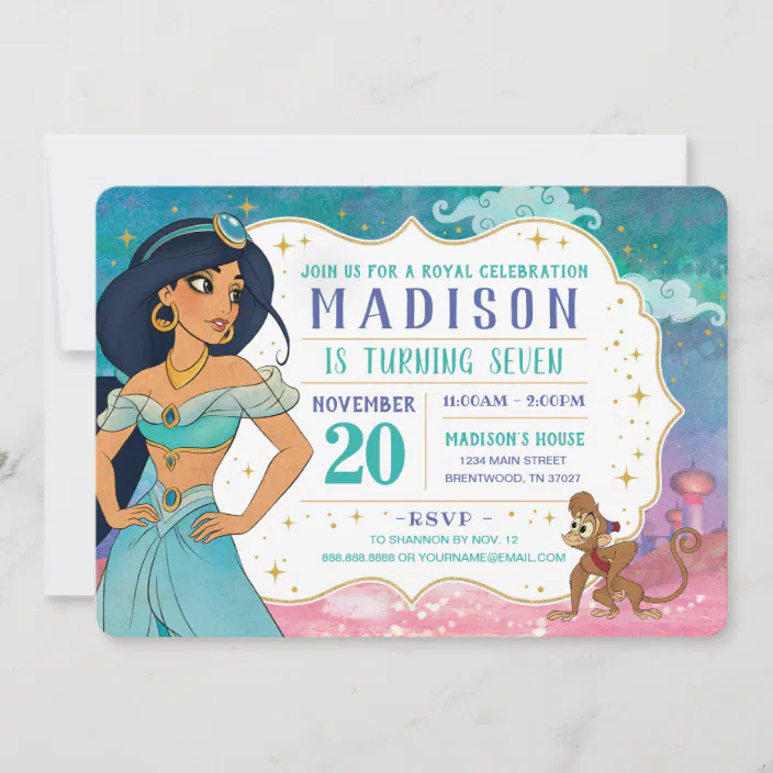 Download Princess Jasmine And Abu Enchanted Birthday Invitation Zazzle Com