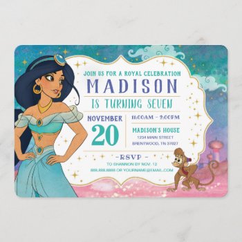 Princess Jasmine And Abu Enchanted Birthday Invitation by DisneyPrincess at Zazzle