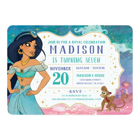 Princess Jasmine And Abu Enchanted Birthday Invitation Zazzle Com