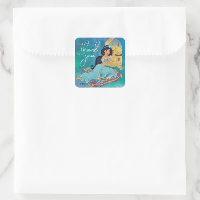 Princess Jasmine Enchanted Birthday Square Sticker (Bag)