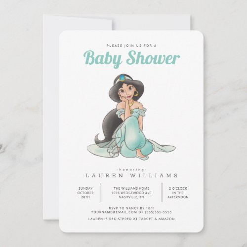 Princess Jasmine  Girl Baby Shower Invitation