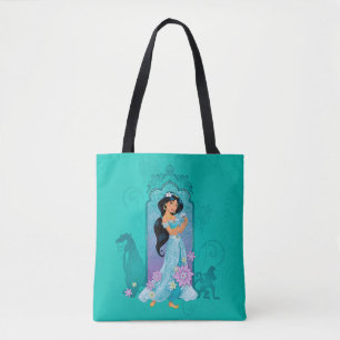 Princess Jasmine, Rajah & Abu Floral Tote Bag