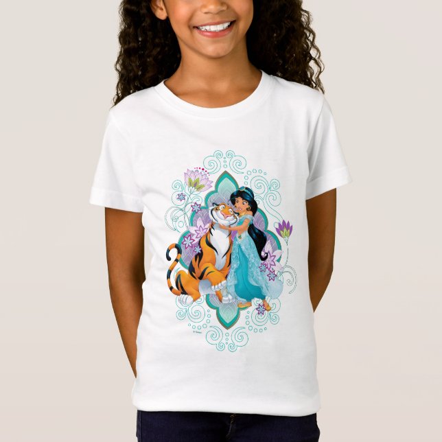 Princess Jasmine & Rajah Floral 2 T-Shirt (Front)