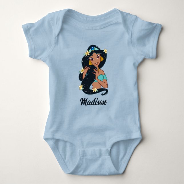 Princess Jasmine - Sparkling Hair & Blossoms Baby Bodysuit (Front)