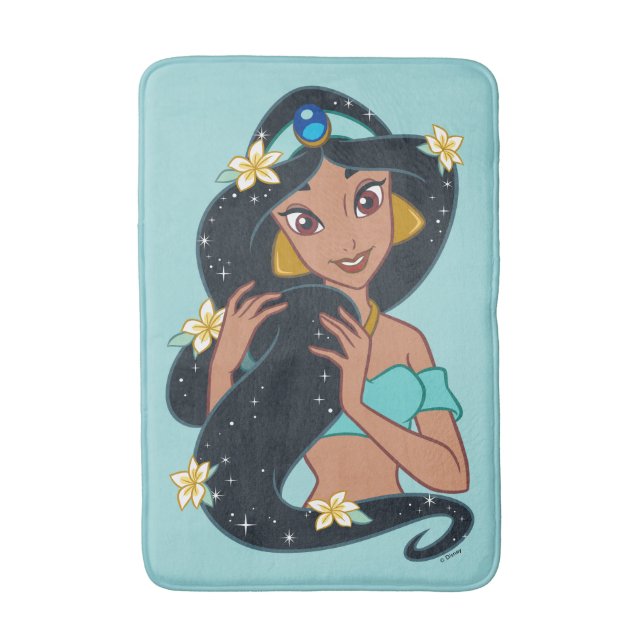 Princess Jasmine - Sparkling Hair & Blossoms Bath Mat (Front Vertical)