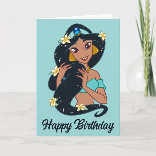 Princess Jasmine - Sparkling Hair & Blossoms Card (Front)