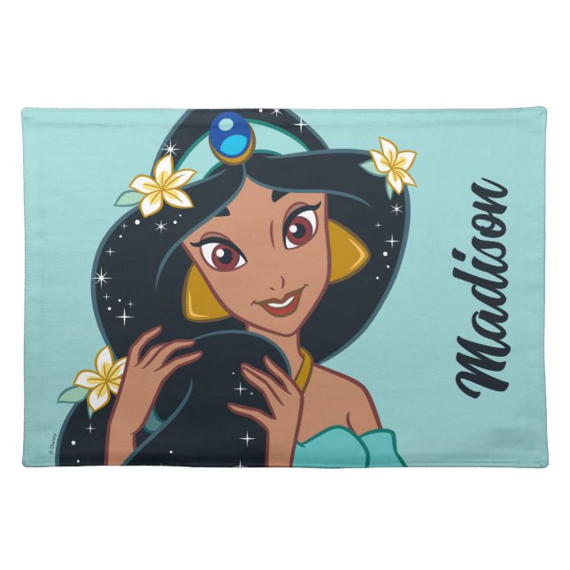 Princess Jasmine - Sparkling Hair & Blossoms Cloth Placemat (Front)