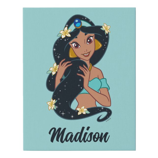 Princess Jasmine - Sparkling Hair & Blossoms Faux Canvas Print (Front)