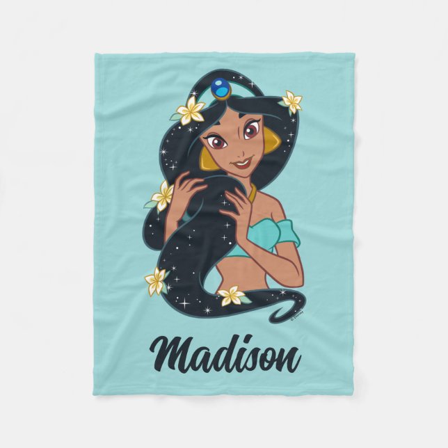 Princess Jasmine - Sparkling Hair & Blossoms Fleece Blanket (Front)