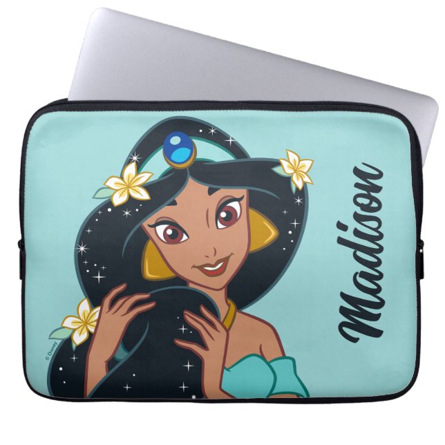 Princess Jasmine - Sparkling Hair & Blossoms Laptop Sleeve (Front)