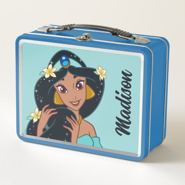 Princess Jasmine - Sparkling Hair & Blossoms Metal Lunch Box (Front)