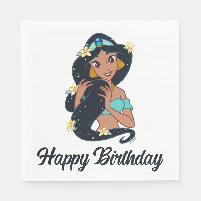 Princess Jasmine - Sparkling Hair & Blossoms Napkins (Front)