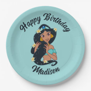 Princess Jasmine - Sparkling Hair & Blossoms Paper Plates