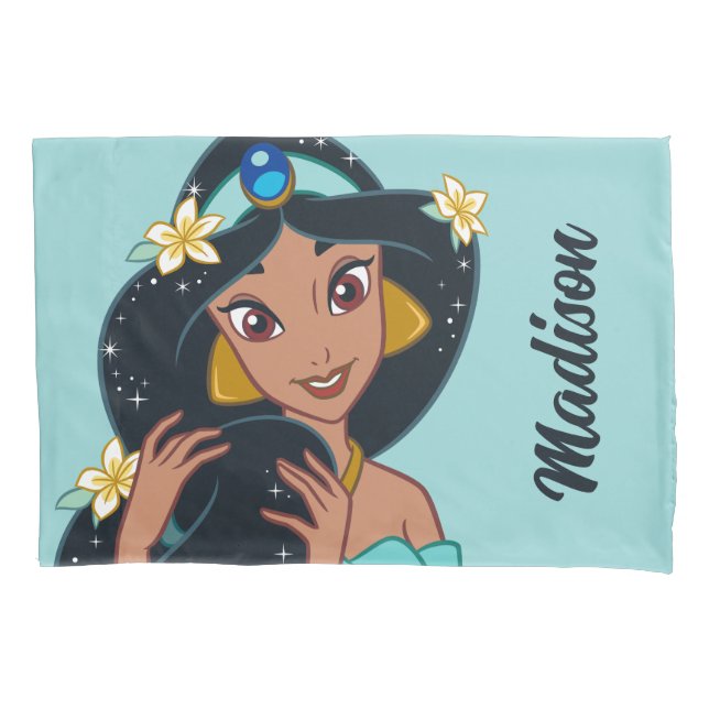 Princess Jasmine - Sparkling Hair & Blossoms Pillow Case (Front)