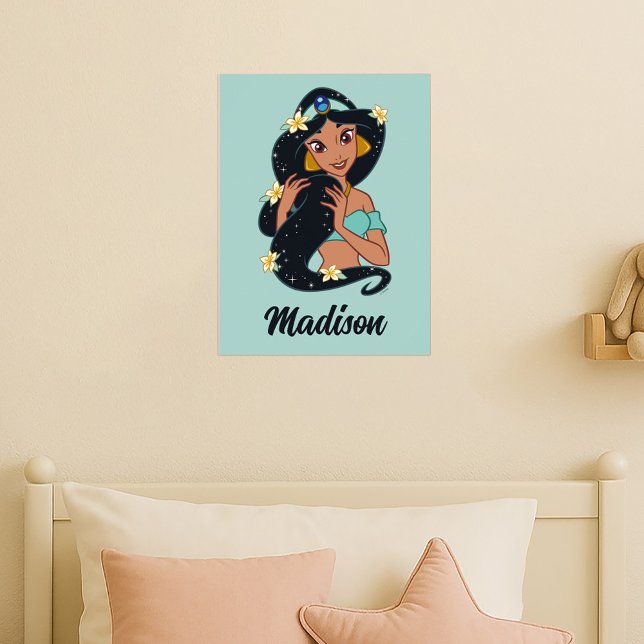 Princess Jasmine - Sparkling Hair & Blossoms Poster (Poster in AI generated child's room)