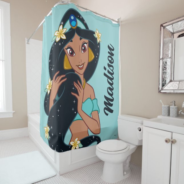 Princess Jasmine - Sparkling Hair & Blossoms Shower Curtain (In Situ)