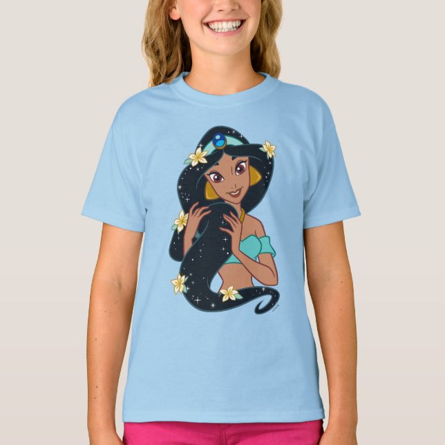 Princess Jasmine - Sparkling Hair & Blossoms T-Shirt (Front)