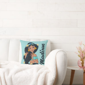 Princess Jasmine - Sparkling Hair & Blossoms Throw Pillow