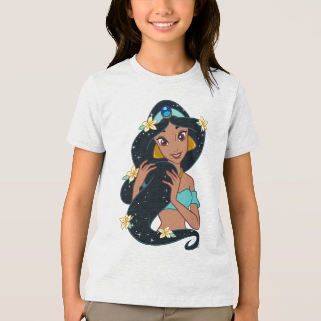 Princess Jasmine - Sparkling Hair & Blossoms Tri-Blend Shirt (Front)