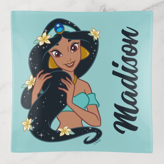 Princess Jasmine - Sparkling Hair & Blossoms Trinket Tray (Front)