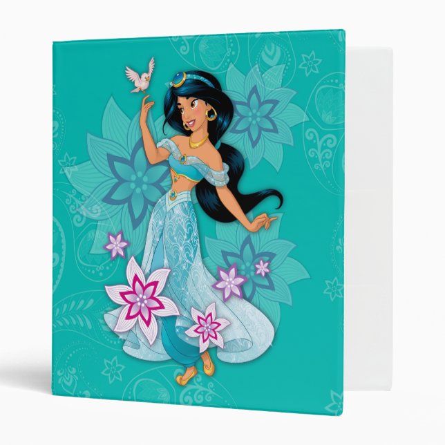 Princess Jasmine with Bird Floral 3 Ring Binder (Front/Inside)