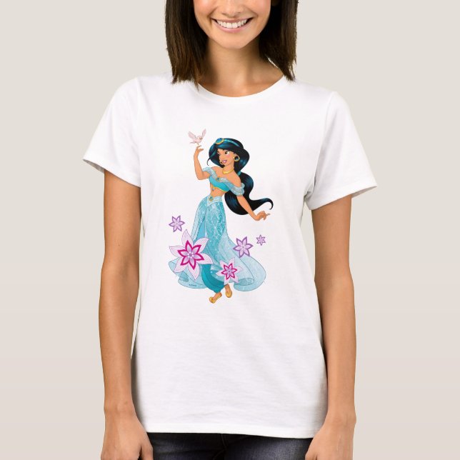 Princess Jasmine with Bird Floral T-Shirt (Front)