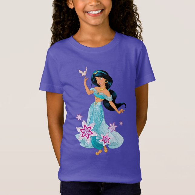 Princess Jasmine with Bird Floral T-Shirt (Front)