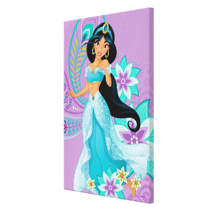 Princess Jasmine with Feathers & Flowers Canvas Print