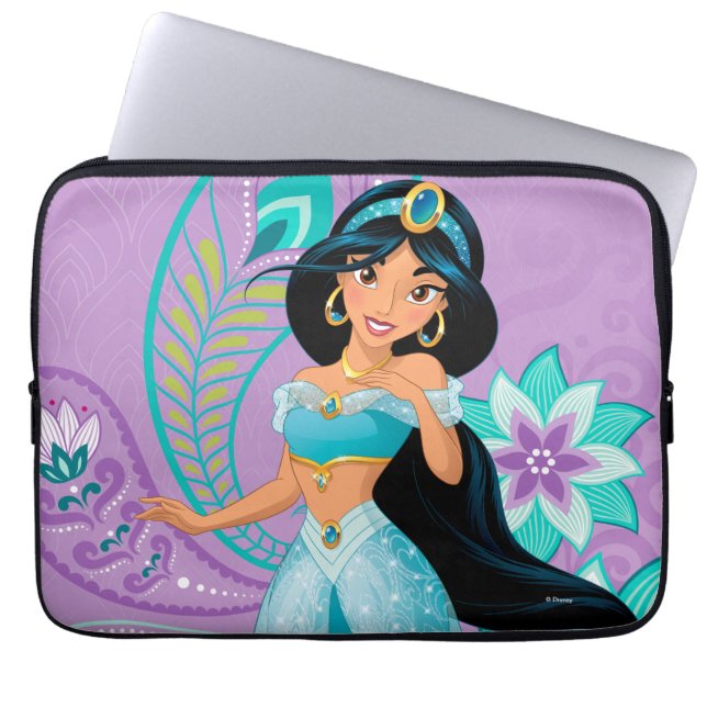 Princess Jasmine with Feathers & Flowers Laptop Sleeve (Front)