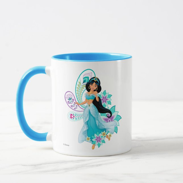 Princess Jasmine with Feathers & Flowers Mug (Left)