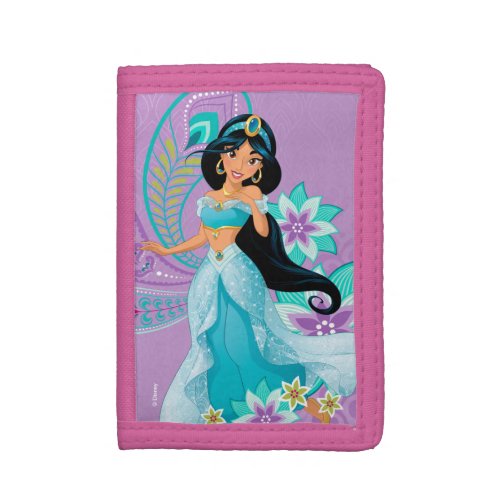 Princess Jasmine with Feathers  Flowers Trifold Wallet