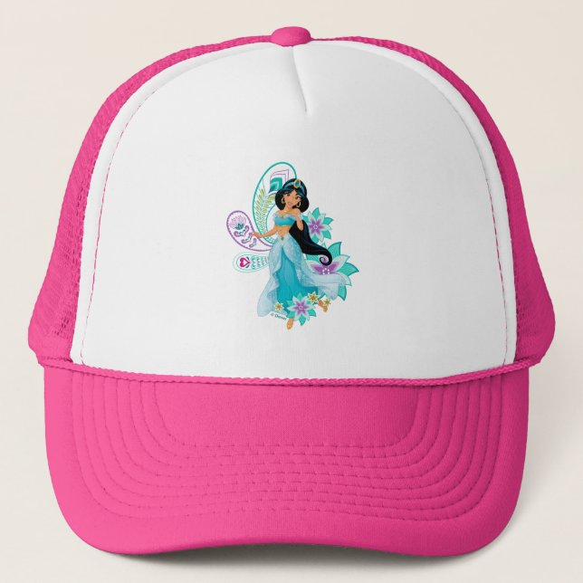 Princess Jasmine with Feathers & Flowers Trucker Hat (Front)