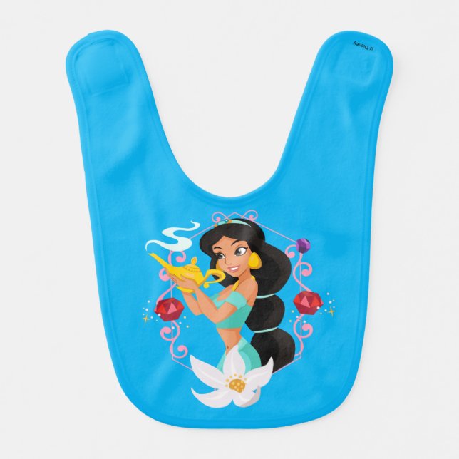 Princess Jasmine With Magic Lamp Baby Bib (Front)