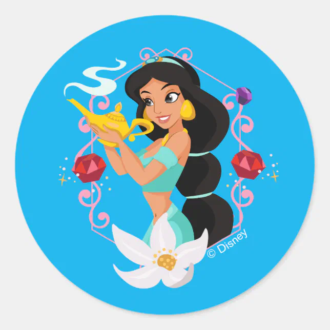 Princess Jasmine With Magic Lamp Classic Round Sticker | Zazzle